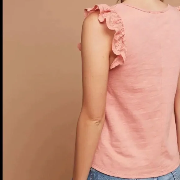 Anthropologie Eri + Ali ruffled lace V-neck - Picture 4 of 8